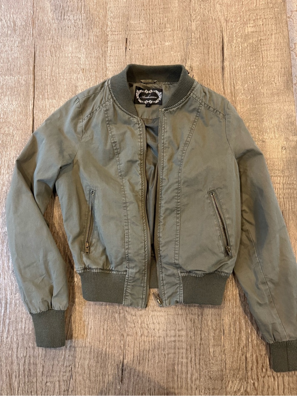 Ambiance Olive Green Bomber Jacket -